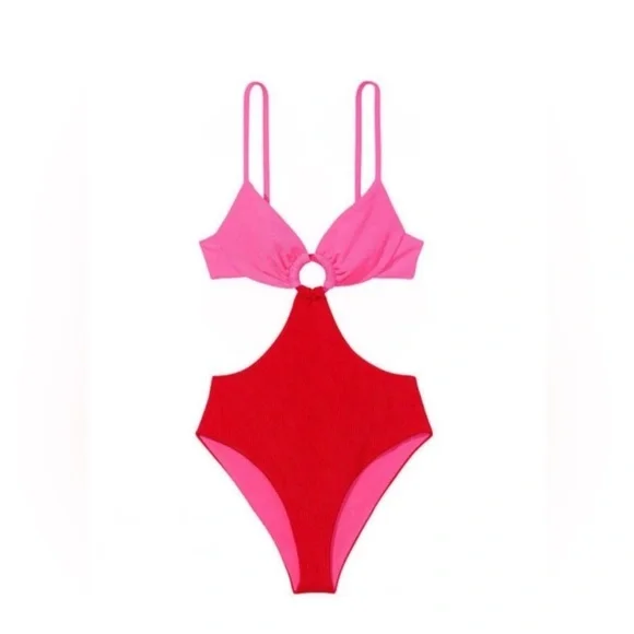 NWT Women's Beach Riot Kristen red and pink cut out one piece size small - Picture 3 of 13